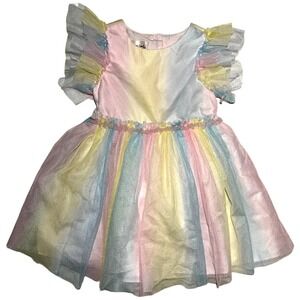 Mia & Mimi Baby Girl Dress 18 Mos Pastel Rainbow Polyester NWOT